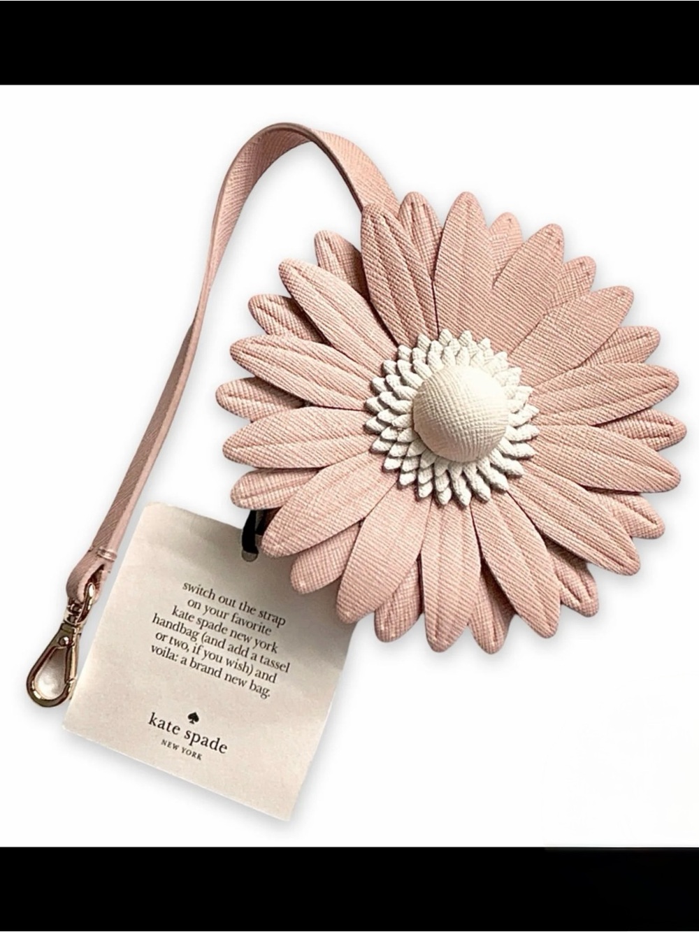 Kate Spade Pink Leather Flower Blossom Bag Charm Keychain Fob